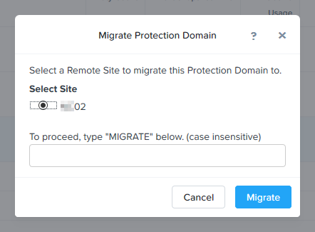 migrate protection domain